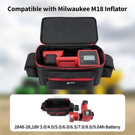 Gleegi Air Compressor Bag Compatible with Milwaukee M18 Tire Inflator2848-20/2771-20, Portable Storage Bag Fit for Milwaukee Tools Accessories, Air Pump Carrying Box with 2 Pocket (Bag Only)