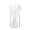 White Medium Weight Plastic Cutlery Kit with a Fork, Knife,