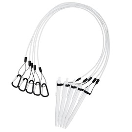 Lewtemi 5 Sets 24 Inch Pen Leash for Clipboard Lanyard Holder Pen Silicone Ring Buckle for Office Supplies(White)