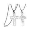 RWQIAN Silver Soccer Cross Necklace for Men Bible Verse,Religious Faith