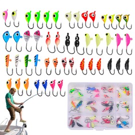 Ice Fishing Jig Kit - Artificial Bait Set | Fishing Lures Gear for Topwater Freshwater Panfish Crappie Walleye Perch Trout Bluegill