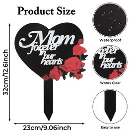 Mom Memorial Rose Metal Stakes Cemetery Grave Plaque Stake Markers Waterproof Memorial Plaques for Outdoors Sympathy Garden Grave Stake