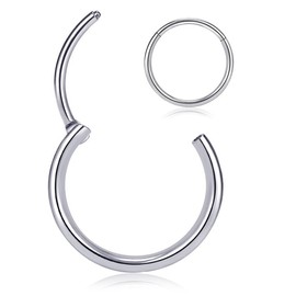 PIERCINGBOY Titanium Hinged Hoop Nose Rings for Women 20G 6MM Silver Septum Rings Nose Piercings Hypoallergenic Cartilage Helix Tragus Conch Daith Rook Hoop Earring Lip Ring