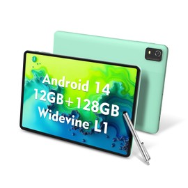 CWOWDEFU Tablet 10 Inch Android 14 Tablets,12GB+128GB,Expand 1TB,Widevine L1 Compatible Octa-Core Tablet with WiFi 6,6000mAh,Dual 8MP+5MP Camera,Reading/Gaming Tablet (Green)