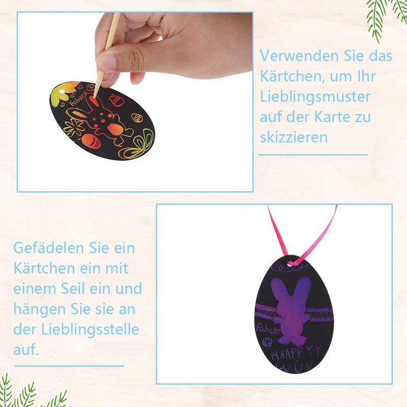 Faburo 30-Piece Children’s Easter Crafts Scratch Art Picture Pendants Set
