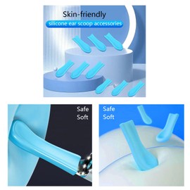 Ear Wax Removal Replacement Tips for Ear Camera,9 Pieces Waterproof Silicone Ear Spoon and 1 Storage Bottle,Replacement Accessories Set for Ear Wax Removal Endoscope