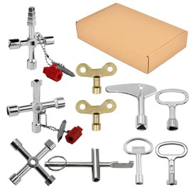 10-Piece Control Cabinet Key Set 4-in-1 Multifunctional Square Key Heating Bleed Key Suitable for Fittings Instrument Boxes Control Cabinets Elevators