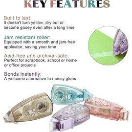 EDSRDRUS Total 4pcs Triangle Double Sided Adhesive Tape Roller Scrapbooking Tape, Acid Free & Archival-Safe, Permanent Double-Sided Adhesive Tape Dispenser Runner for Crafts 5mx8mm (Coffee)