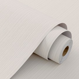 FUKU MON Grasscloth Fabric Wallpaper 24" X 394" Textured Cream Thick Linen Classic Neutral Grassweave Contact Paper for Walls Cabinets Bedroom Counter Top Liners Fireplace