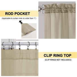 OVZME Taupe Sheer Curtains 63 Inches Long 2 Panels - Soft Light Filtering Window Sheer Panels for Living Room/Bedroom, Top Dual Rod Pocket, 1 Pair, Each 42Wx63L Inches