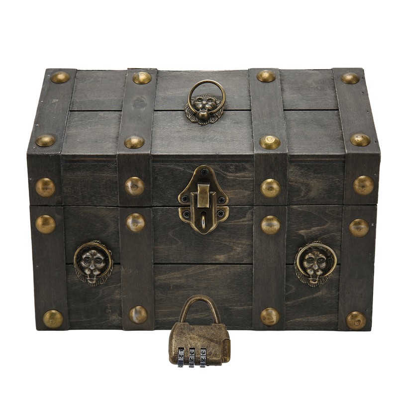Wooden Treasure Chest Boxes Hand Crafted Vintage Wooden Box with