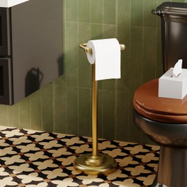 Toilet Paper Holder Stand, Free Standing Toilet Paper Holder, Modern Post Pivoting Toilet Paper Stand with Stable Weighted Base, SUS304 Stainless Steel Tissue Roll Holder Stand for Bathroom