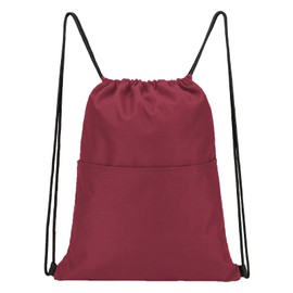 Vorspack Drawstring Backpack Water Resistant String Bag Sports Sackpack Gym Sack with Side Pocket for Men Women - Maroon