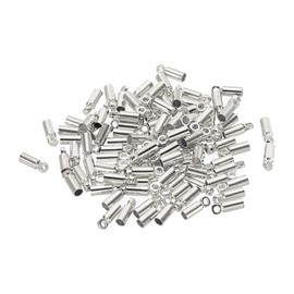 PATIKIL 100uds Cable Extremo Tapas 1,4mm Extremo Tapa Barril Cuentas Kumihimo Extremo Tapas Latón para Cuero Cordón, Borlas, Joyería Fabricación 2mm Longitud Blanco