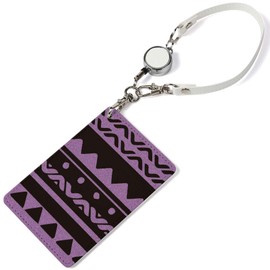[Pretimo] Pass Case, 1 Pocket, Reel Included, Native Pattern, Purple, Native, Stylish, Clear Pocket, Card Case, Card Holder, Ortega Pattern, Tribal Pattern [Native Pattern], native purple