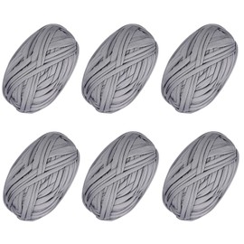6 PCS T-Shirt Yarn Elastic Fabric Crochet Cloth Yarn for DIY Knitting, Spaghetti Yarn Thick Knitting Yarn for Hand DIY Bag Blanket Cushion Crocheting Projects,Home Decor(Grey)