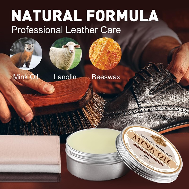 CHMI 16PCS Leather Shoe Polish Kit,Shoe Shine Kit with Black/Brown