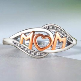 Jude Jewelers Stainless Steel Mom Mother's Day Birthday Wedding Graduation Statement Festival Holiday Ring (Silver Rose Gold, 10)