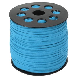 PATIKIL Suede Leather Cord 2.5mm 98 Yard, Faux Suede Cord Flat Leather String with Roll Spool for Necklace Bracelet Beading Jewelry Making, Lake Blue