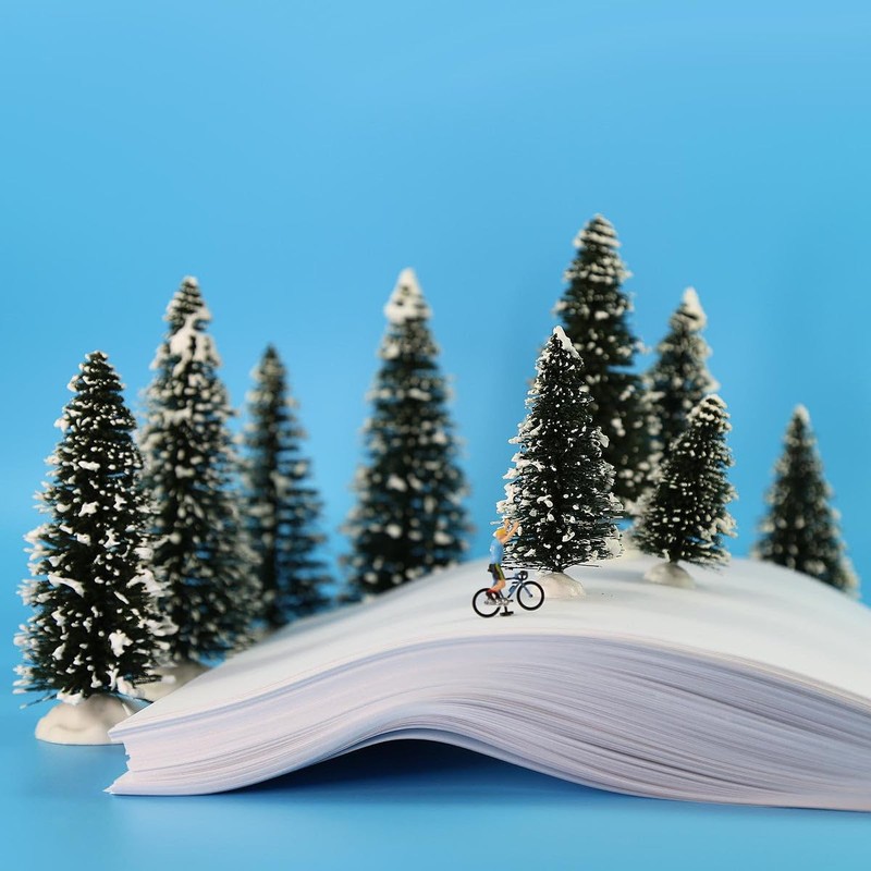 20pcs Snowy Pine Trees Mini Christmas Trees Covered Snow with