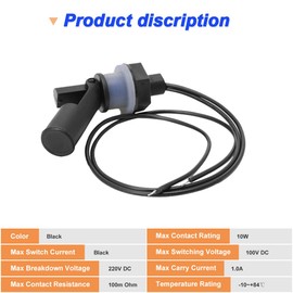 Xiatiaosann Float Switch, Side Mount, Float Switch with Liquid Level Detection, with 40cm Wire Cable, with Spring Wire Connectors (Pack of 4, Black)