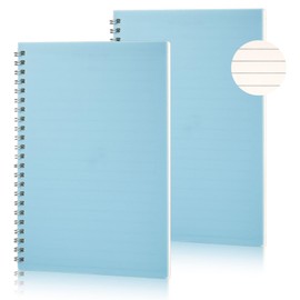 Tikplus A5 Lined Notebook, 2 Pack, 80 Sheets, Lined Paper Spiral Notebook A5, DIY Kraftpaper Cover Wirebound Notebooks, Journal, Diary, Writing Pad, Drawing Pad For Office And School (Blue)