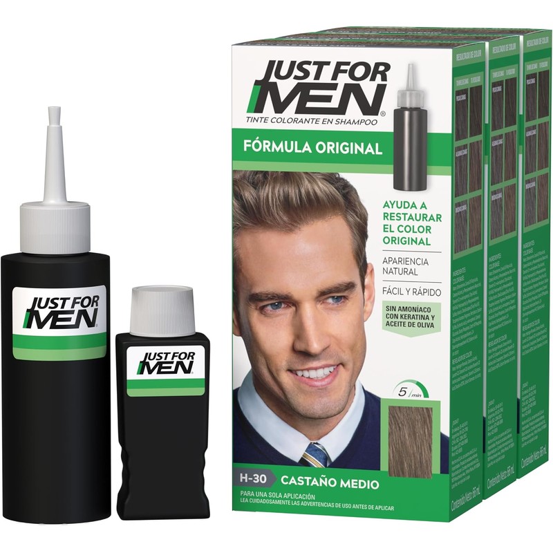 Just For Men Shampoo para Canas, Fórmula Original, Castaño H35,