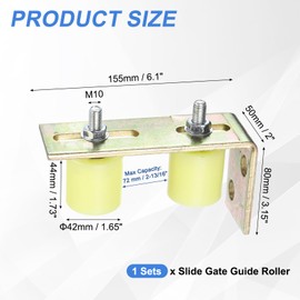 uxcell 2Pcs Slide Gate Guide Roller, 1.7" Nylon Rollers Gate Support Assembly with L-Rear Post Bracket, Universal Sealed Ball Bearing Rolling Gate Guider for Sliding Door, Yellow