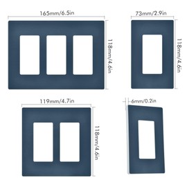 Navy Blue Light Switch Cover Receptacle Outlet Wall Plate 3 Gang Screwless Decorator Wallplates Cover Home Decor H4.6xL6.5 inch