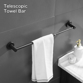 Adjustable Towel Racks Bathroom Towel Drying Rack Wall Mounted Expandable Towel bar 1.57-27.7 inches can be Extended Telescopic Towel bar (Black)