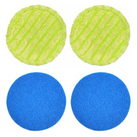 CENPEK Round Floor Scrub Pad, 16 Cm Reusable Scrub Mop And Electric Rotary Mop Head Compatible For Floor Cleaning, 2 Green Cleaning Rags, 2 Blue Waxed Rags