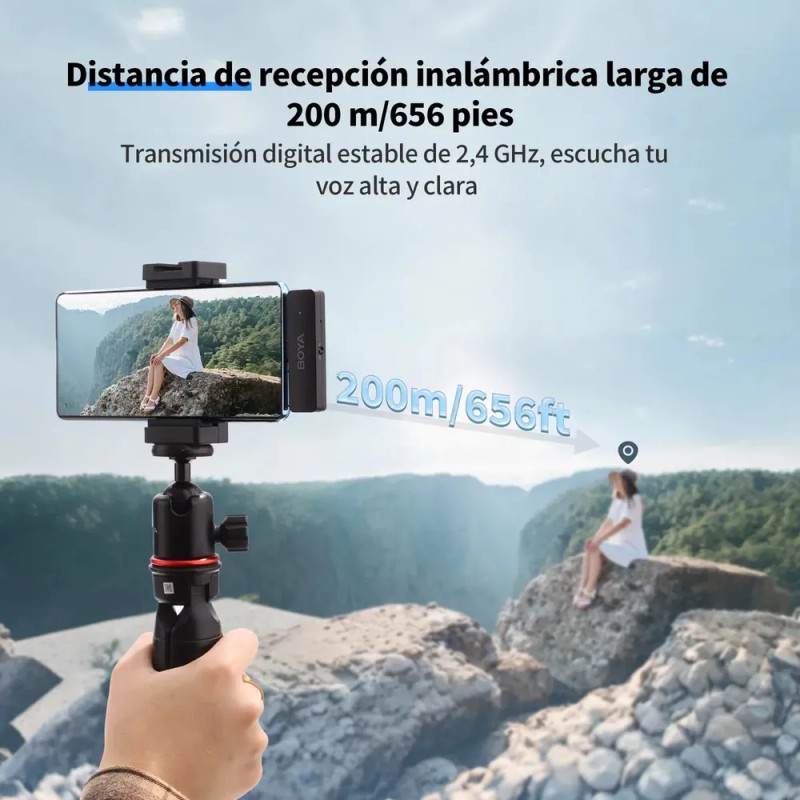 Micrófono inalámbrico de solapa BY-v4u para Android Negro Boya