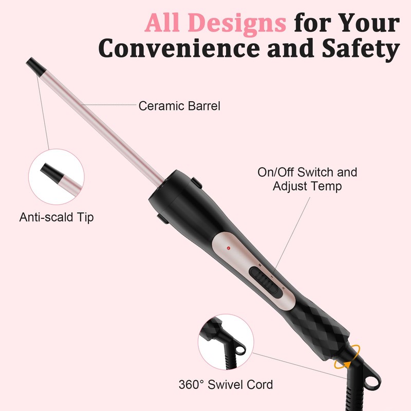 3/8 Inch Small Curling Iron, 9mm Tiny Curling Wand for