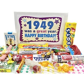 RETRO CANDY YUM ~ 1949 76th Birthday Gift Box of Nostalgic Candy Assortment from Childhood for 76 Year Old Men and Women Born 1949 Jr