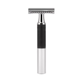 MÜHLE NEO Safety Razor, Rubber Grip Handle in black, Closed Comb, Chrome