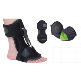 Plantarfasziitis Bandage Schwarz Fersensporn Bandage,Plantarfasziitis Nachtschiene,Plantar Fasciitis Relief Brace Verstellbar,Geeignet für Tag und Nacht(Mit Fußgewölbepolster*2)
