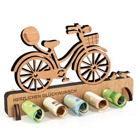 Birthday Money Gift Wooden Money Gift Bicycle Money Gifts Cyclist E-Bike Mountain Bike Money Gift Wooden Decoration for Friends, Family Lovers