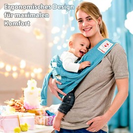 3 in 1 Baby Sling Comfortable Baby Carrier without Ties Made of Soft Cotton, Ideal for Newborns, Toddlers and Wonderful Gift for Mothers and Parents of Children, TÜV Certified