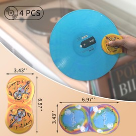 MayRecords Vinyl Record Cleaner Mitt - 4PCS Vinyl Record Cleaner &Protector Anti-Static Soft Microfiber Material Record Butler Record Player Accessories (Orange and Blue)