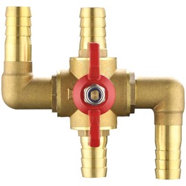 yeesport 4-way Automobile Heating Water Valve, Brass Automotive Integrated Manual Control Valve, Heater Core Bypass 5/8in