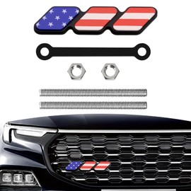 HQRNYP Grille Decor Badge, Car Emblem, Tri-Color Grille Badge Decoration Accessories, Car Front Grill Insert Emblem for Most Cars (Colored)