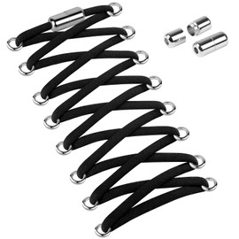 Widamin 2 Pairs of Elastic Shoelaces for Adults and Children, No Tie Shoelaces with Metal Capsules, Length 100 cm, black x 2 pair
