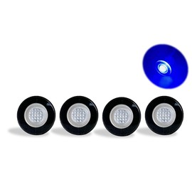 Pactrade Marine Pack of 4 LED Livewell Round Button Blue Thru Hull Light Courtesy Accent Exterior Interior Light Mini Button 33mm OEM Waterproof for boats Livewell Bait Tank 12V