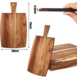 Patelai 12 Packs Wooden Cutting Board Set with Handles Large Kitchen Serving Plain Chopping Board Bulk Gifts for Mom for Vegetables Meat Pizza Cheese Fruit Bread(Acacia Wood,17 x 10 Inch)