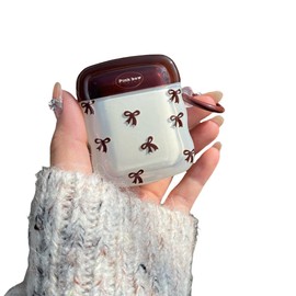 for AirPods Pro 1st Generation Case Cute Pink Clear Bow Design with Keychain,Trendy Wavy Fram Headphone Case with Soft TPU Protective Compatible for AirPods Pro 2nd Gen Case for Women Girl-White Brown