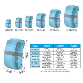 PATIKIL 40-50L Waterproof Backpack Rain Cover, Non-Slip Backpack Cover with Reflective Strap Stay Dry for Hiking, Camping, Hunting, M, Light Blue