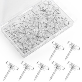 GOOLADA 120Pcs Clear Push Pins, Clear Thumb Tacks for Wall, Flat Push Pins for Bulletin Board, Plastic Wall Tacks, Wall Pins, Map Pins, Clear Thumb Tacks Steel Point and Plastic Head