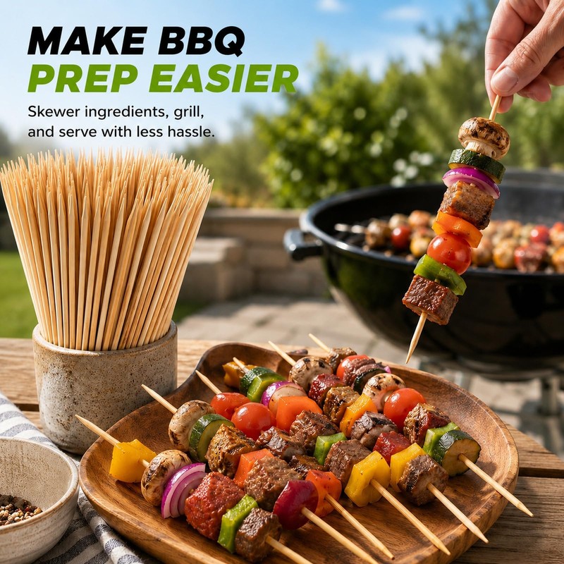 Acrux7 1200PCS 12 Inch Bamboo Skewer Sticks for Grilling 4mm