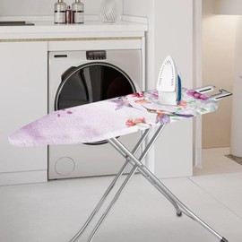 Hinthetall Floral Hummingbird Ironing Board Cover Iron Pad Covers Padding with Elastic Edge Scorch Resistant Protective Replacement Covers for Ironing Board