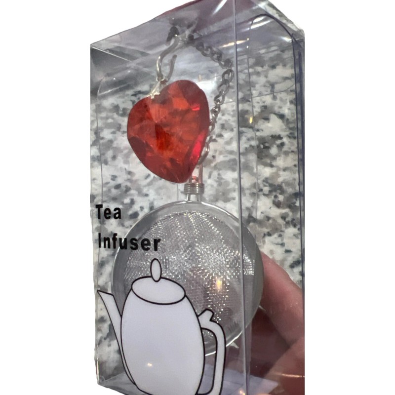 PRODYNE Stainless Steel Tea Infuser With Red Gem Heart